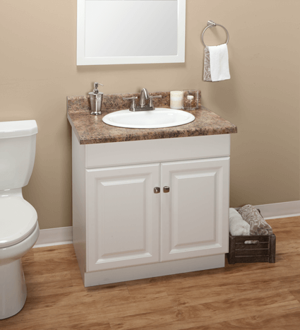 Custom White Thermofoil Bathroom Vanities