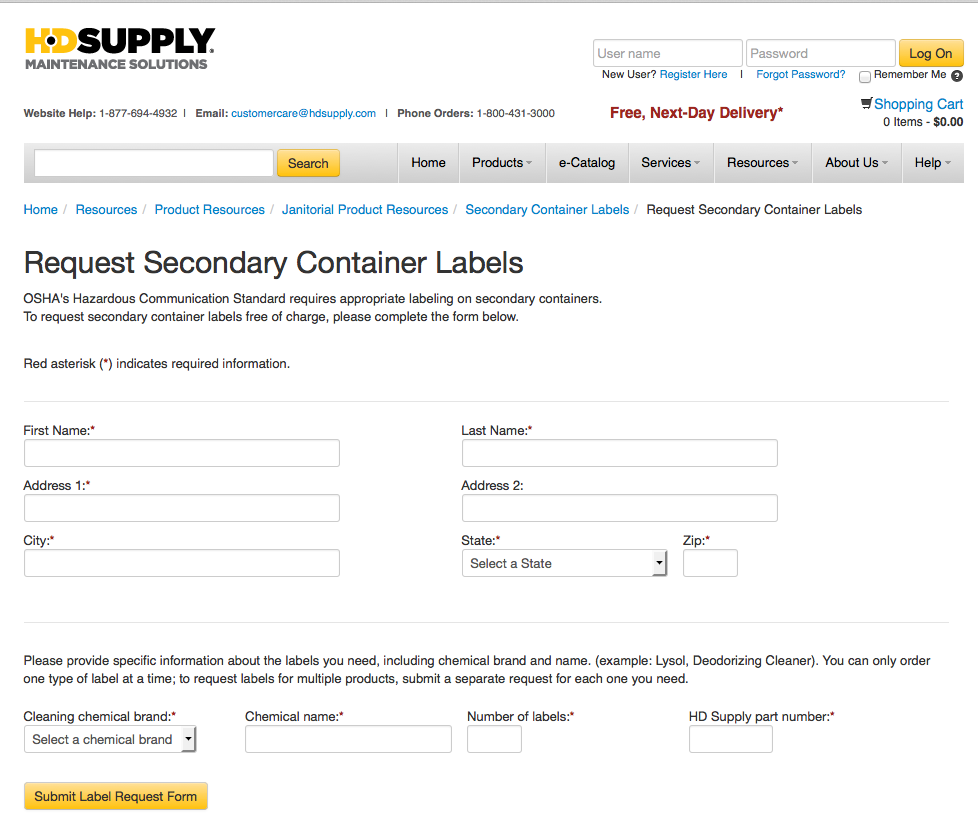 Order Secondary Container Labels online