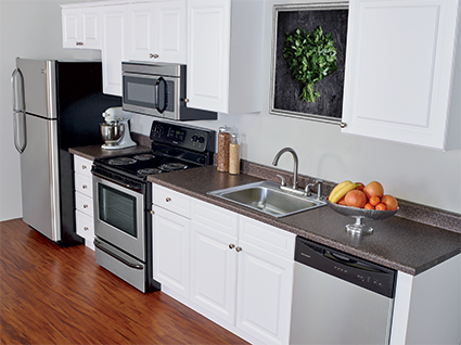 Custom White Thermofoil Kitchen Cabinets