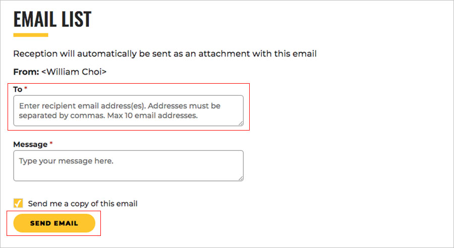 Email A Saved List Screenshot