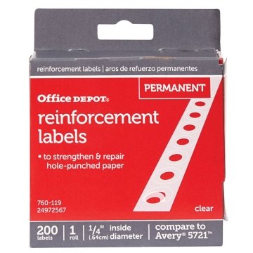Office Depot Clear Permanent Self Adhesive Reinforcement Label Package Of 200 Hd Supply