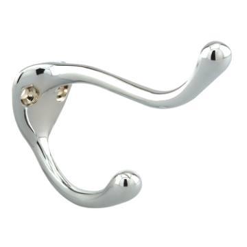 2 Prong Cast Zamak Construction Chrome Plated Pack of 1 3in Projection Sentry Supply 656-6635 Coat Hook