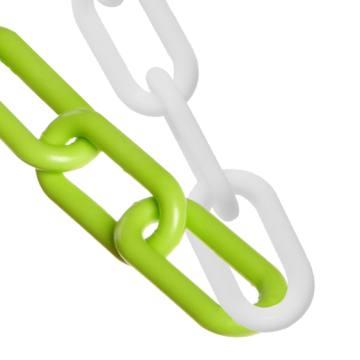 Mr. Chain Plastic Barrier Chain, Alternating Safety Green/White, 2-Inch Link Diameter, 100-Foot Length (51033-100)