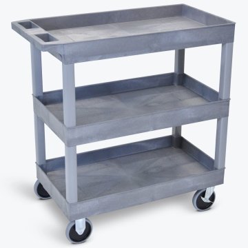 Commercial Heavy-Duty Utility Service Cart | 3 Shelf | | 450 Lbs Max  Capacity | Rolling Utility Cart W 33 x H 37 x D 16 Black