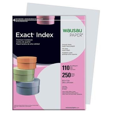 5x Open Neenah Exact Index Cardstock, 90 lb., 8-1/2 x 11, White, 250 Sheets
