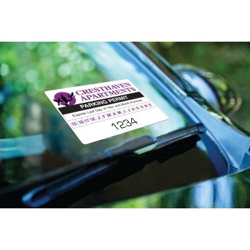 Custom Parking Permit With Front Adhesive, 3x2, Month-Year, Package Of  100