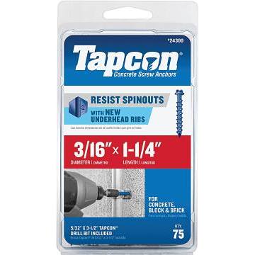 Tapcon 3 16 In X 1 1 4 In Hex Washer Head Concrete Anchors Package Of 75 HD Supply