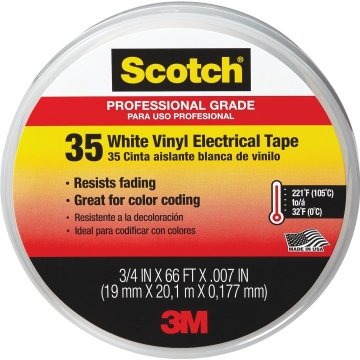 3M Scotch 35 Vinyl Electrical Color Coding Tape, White