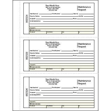 Personalized 2 Part Maintenance Request Book Hd Supply