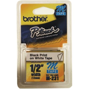 4-Pk/Pack Label Tape for Brother P-Touch eqv M231 M-K231 MK231 12mm Black/White 