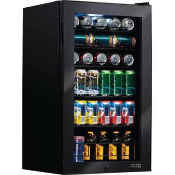 Premium Levella 3.2 Cu ft Mini Fridge with Freezer, Black with Stainless Door