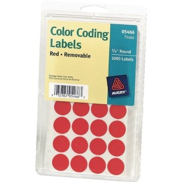 Avery® Removable Round Color-Coding Labels, Red, Pack Of ...