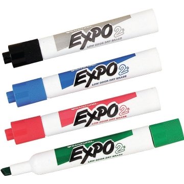 Expo® Low-Odor Dry-Erase Markers, Chisel Point, Assorted Colors, Package Of  4