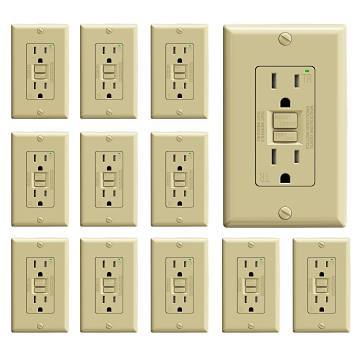 15 Amp Gfci Receptacle WR Weather Resistant GFCI Outlet 15 Amp - Self- Testing, Tamper-Resistant, For Indoor & Outdoor Use, White Gfci Outlet Outdoor