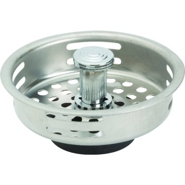 Minismus Kitchen Sink Strainer Replacement Basket with Ball Lock 3.15 Inch  - Stainless Steel Sink Plug Round Hole - for Round Post Openings - Prevents