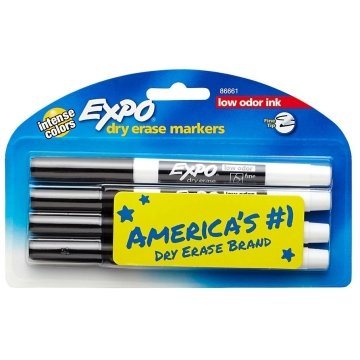 Expo® Black Low-Odor Fine Point Dry Erase Marker, Box Of 8
