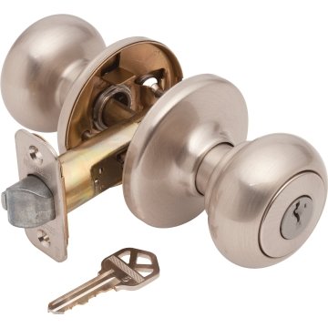 Kwikset Security Mobile Home Tylo Polished Brass Exterior No Deadbolt Keyed  Entry Door Knob with Antimicrobial Technology in the Door Knobs department  at