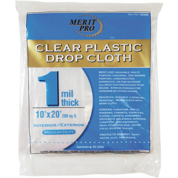 Dynamic 00385 10 X 20 1mil Plastic Drop Cloth Flat Pack Package
