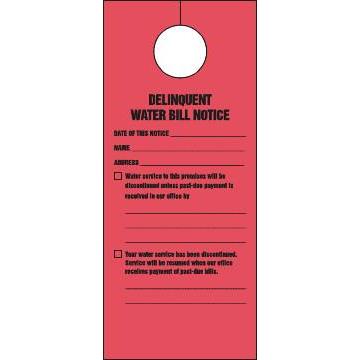 Water Wastewater Notification Door Hanger #1980