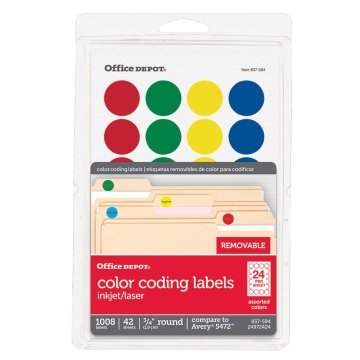 Office Depot Assorted Colors Round Color Coding Removable Label Pack Of 1008 Hd Supply