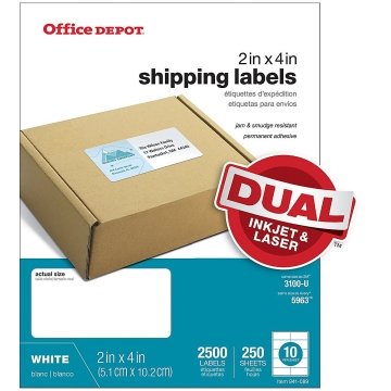Office Depot® White Laser Shipping Label 2 X 4inch, Package Of  