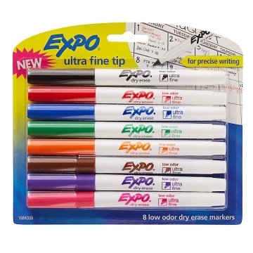 EXPO 1884310 Low-Odor Dry-Erase Marker Starter Set, Ultra Fine, Assorted,  5/Set - 1884310