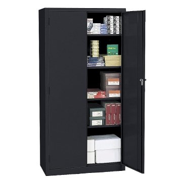Realspace Black Steel 4 Adjustable Shelf Storage Cabinet 72 X 36