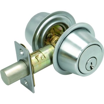 Schlage B581-619 Grade 2 Deadbolt-Door Bolt with Trim Adjustable 2-3//8 Or 2-3//4 Backset Non Handed Steel; Zinc; Brass Adjustable 2-3//8 Or 2-3//4 Backset 619 Satin Nickel