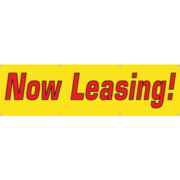 Horizontal Now Leasing Banner, Bright Yellow, 10' x 3' | HD Supply