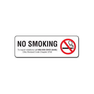 No Smoking Interior Sign, Ohio, 9 x 3 | HD Supply
